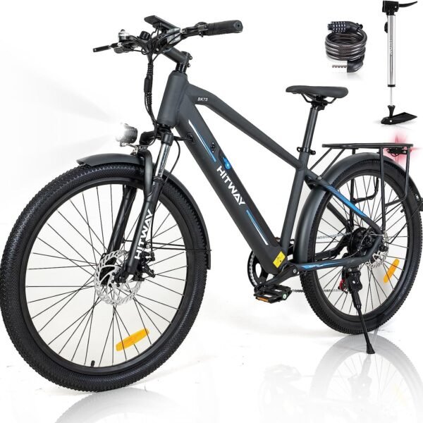 HITWAY Vélo électrique de Montagne 26″, vélo électrique Puissant 36V 12Ah 250W,Shimano 7 Vitesses, vélos à Assistance électrique pour Adultes