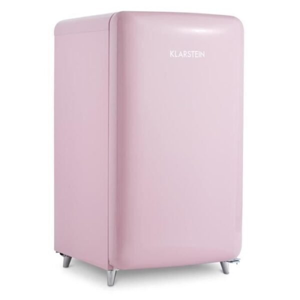 Réfrigérateur frigo Klarstein PopArt – design rétro pop A++ 108 l-13 l (2 étagères, bac à légumes, compartiment congélateur) – rose